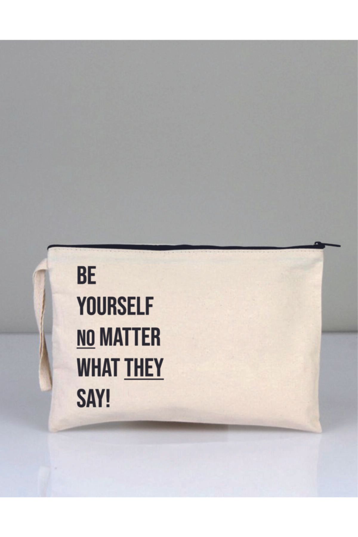 Ekorenk Ekoren Tek Taraf Baskılı Ham Bez Clutch Çanta