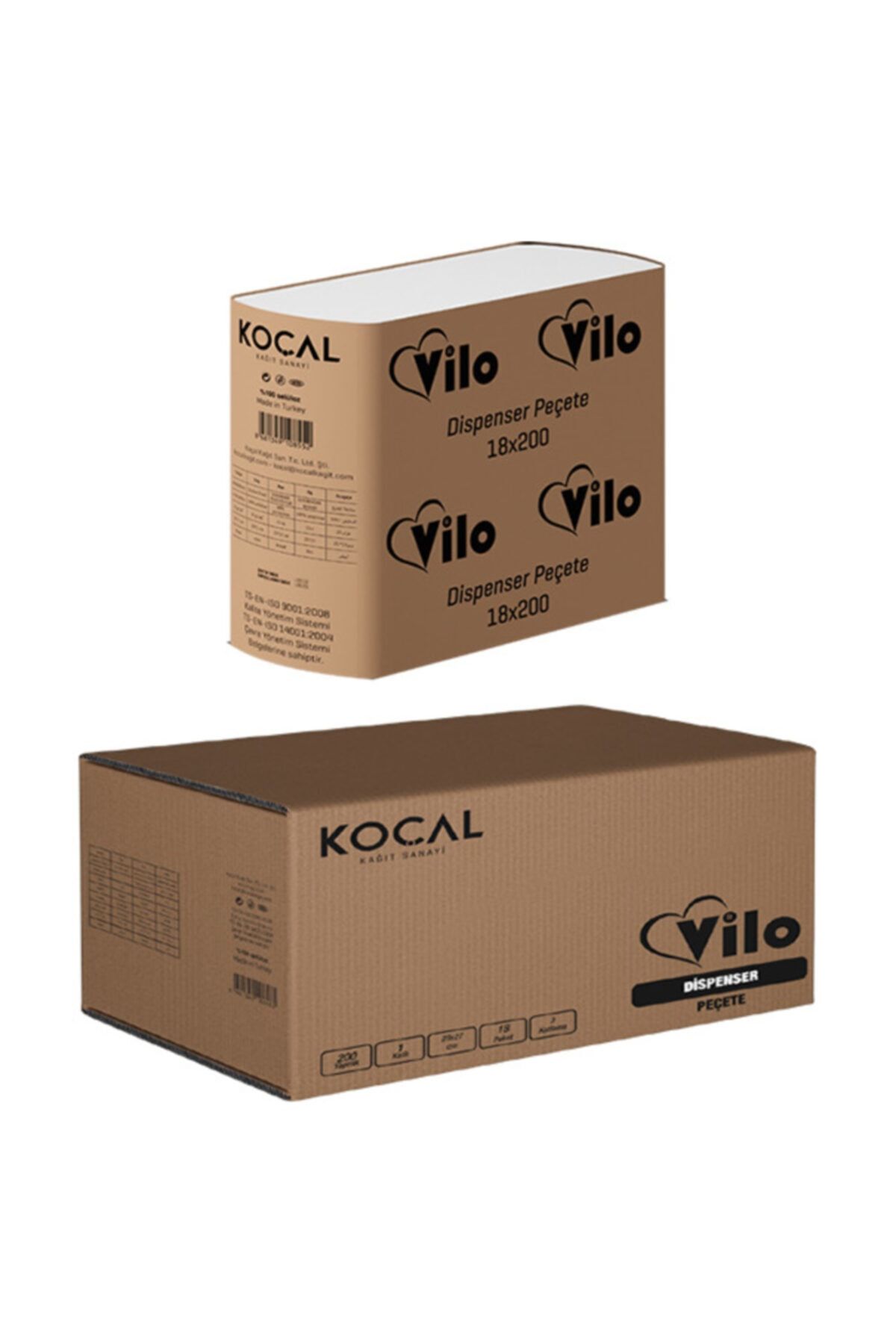 KOÇAL KAĞIT Vilo Dispenser Peçete 200 Yaprak X 18 Paket Koli