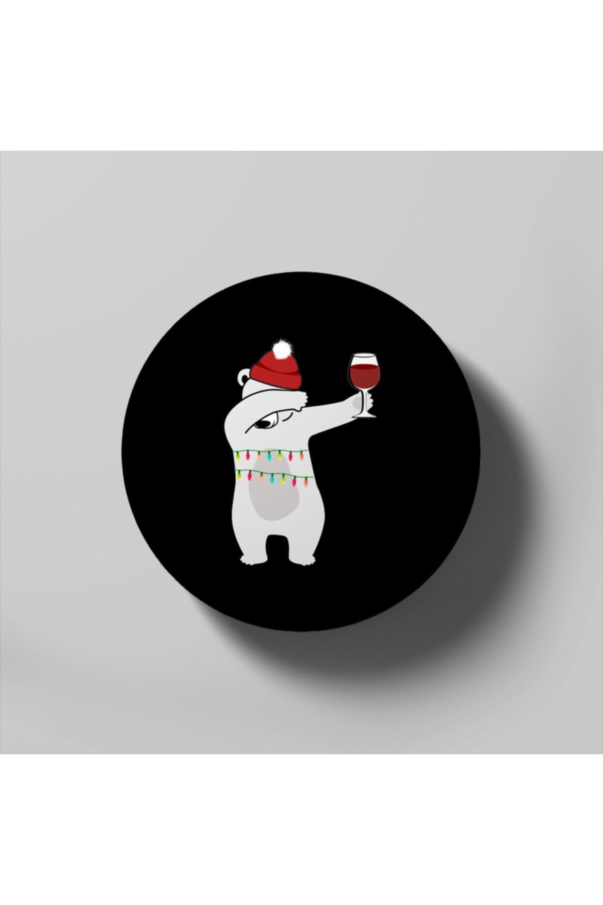 Fizello Dabbing Wine Drinking Polar Bear In Christmas Lights Bardak Altlığı