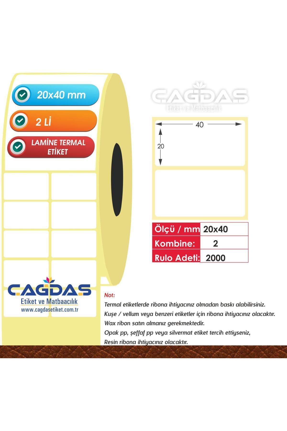 CGDS Lamine Termal Barkod Etiket Stıcker 20x40 Mm Ikili 2000 Ad -lt2040
