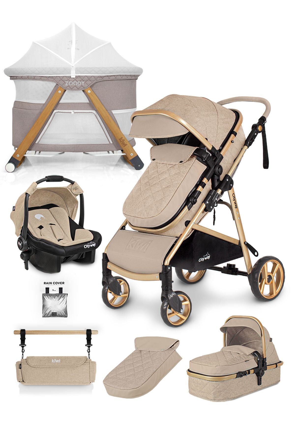 kiwi latte 6 in 1 city way travel sistem bebek arabasi ve zoody park yatak besik seti fiyati yorumlari trendyol