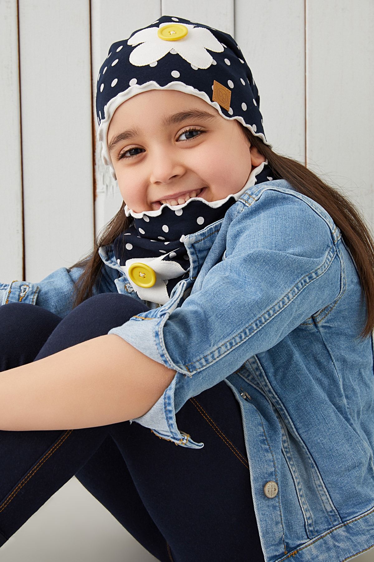 Babygiz Kız Çocuk Bebek Bere Boyunluk %100 Pamuklu