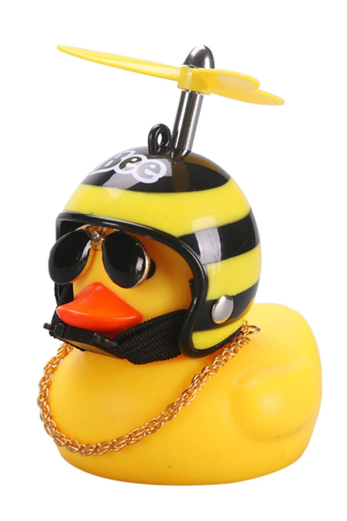 Sticker World Kasklı Ördek Araç Göğüs Torpido Süsü Sarı-siyah Çizgili Kask