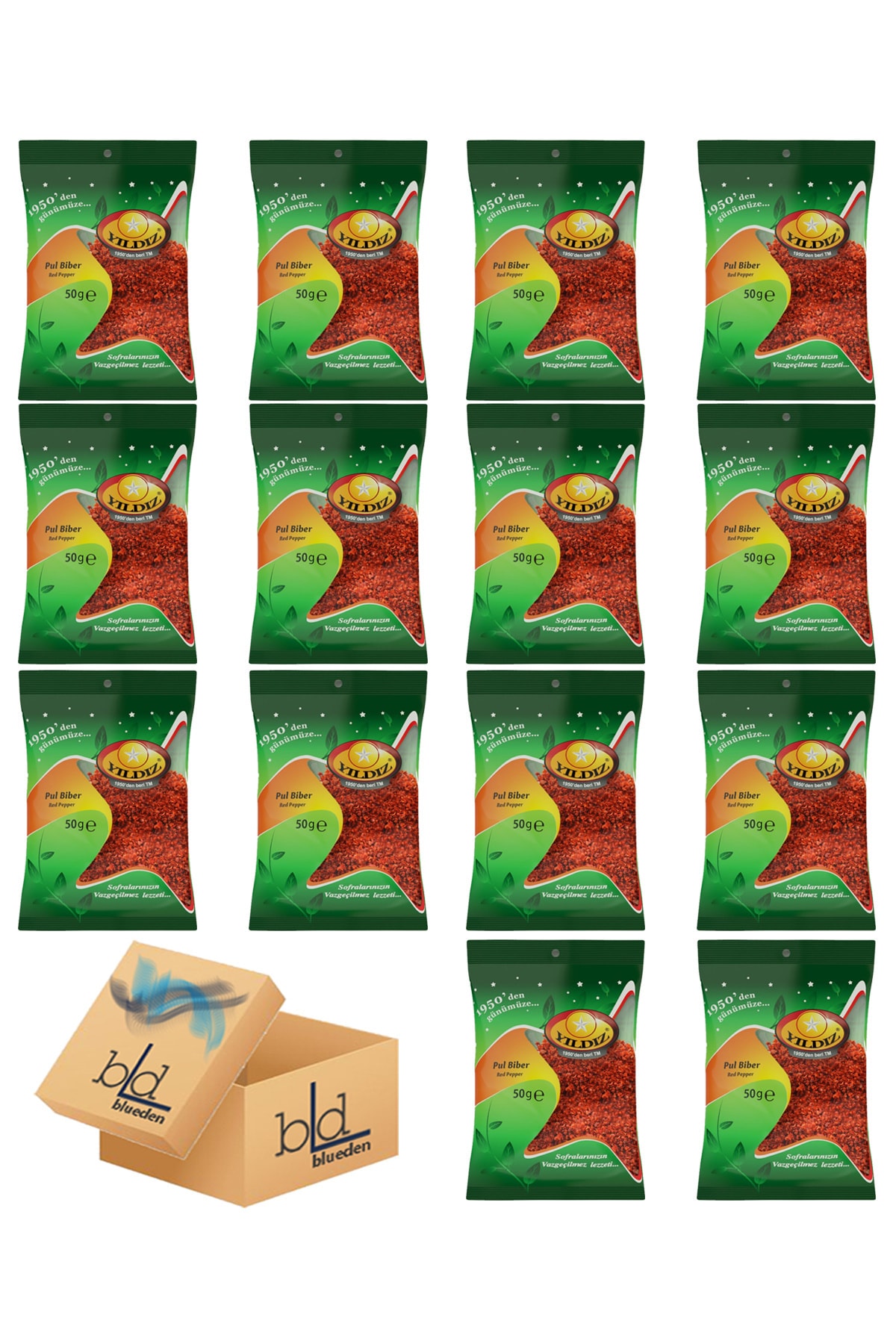 Blueden Yıldız Pul Biber Baharat 50 Gr X 14 Adet