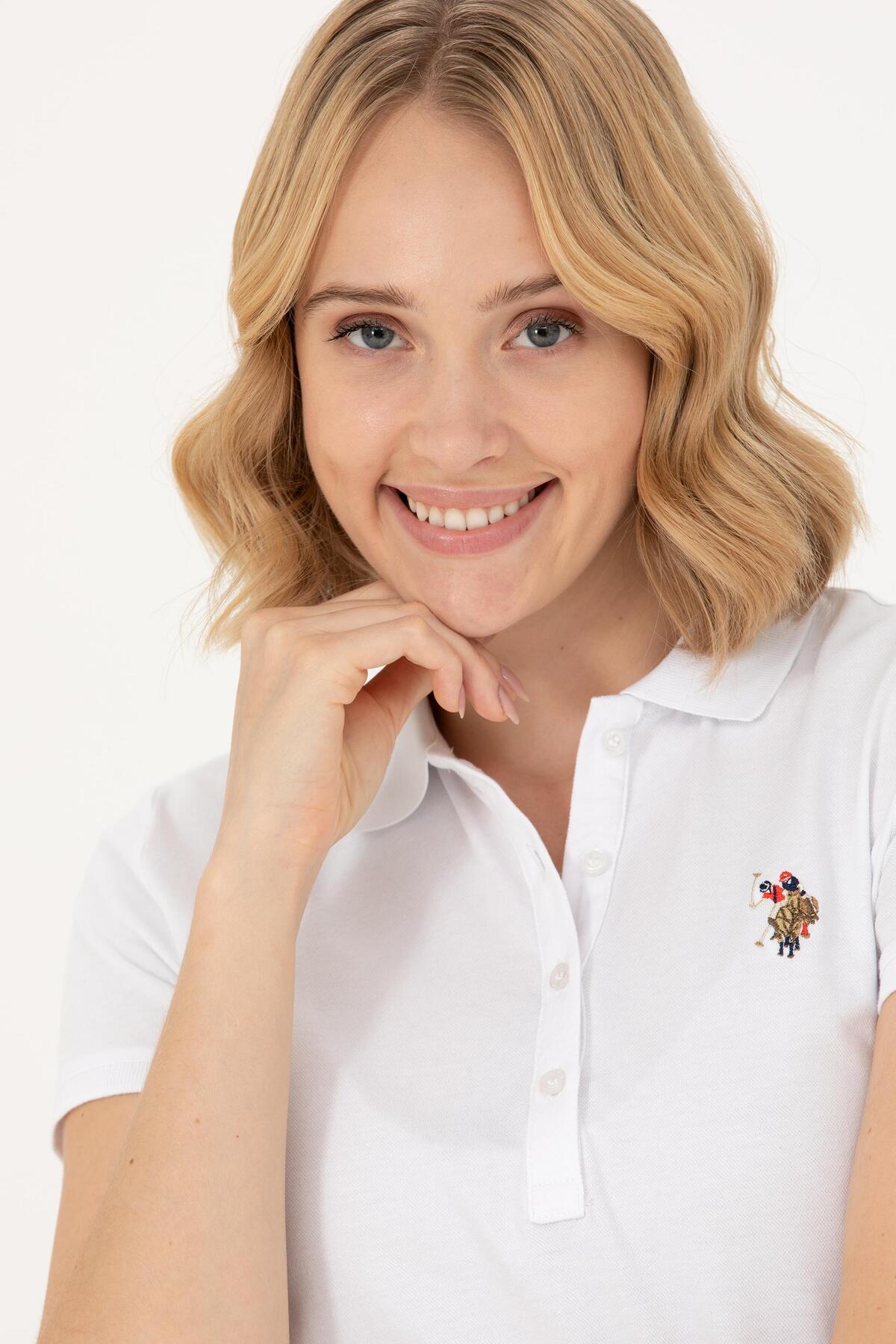 تی شرت یقه پولو سفید زنانه