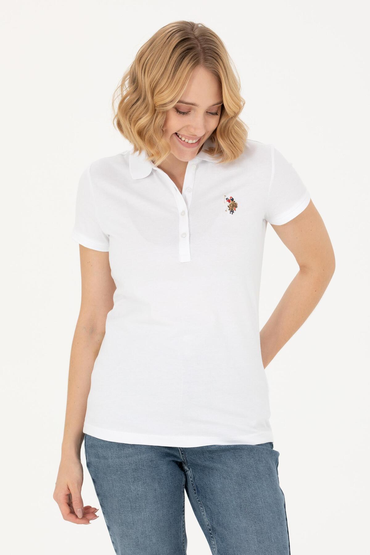 تی شرت یقه پولو سفید زنانه