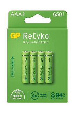 Recyko 650 Aaa Ince Kalem Ni-mh Şarjlı Pil, 1.2 Volt, 4'lü Kart Image 0