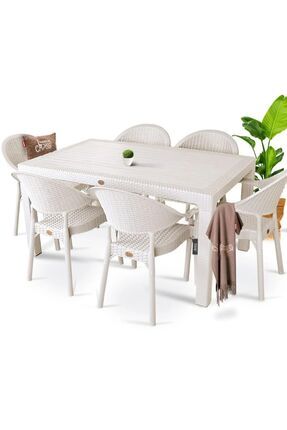 Bambu 90x150 Cm Camsız Rattan Bahçe Balkon Masa Takımı Image 0