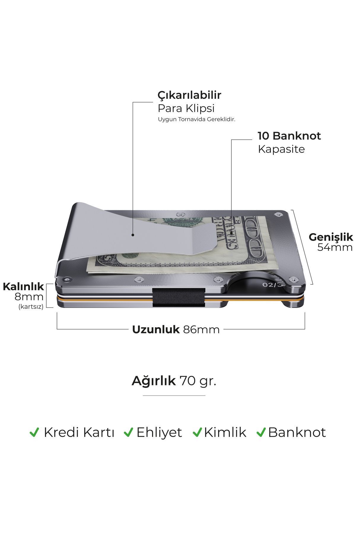 Cardx - Shine Clips - نسل جدید کیف پول مینیمالیست، نگهدارنده کارت - Rfid Blocking، زنان و مردان (نقره ای)