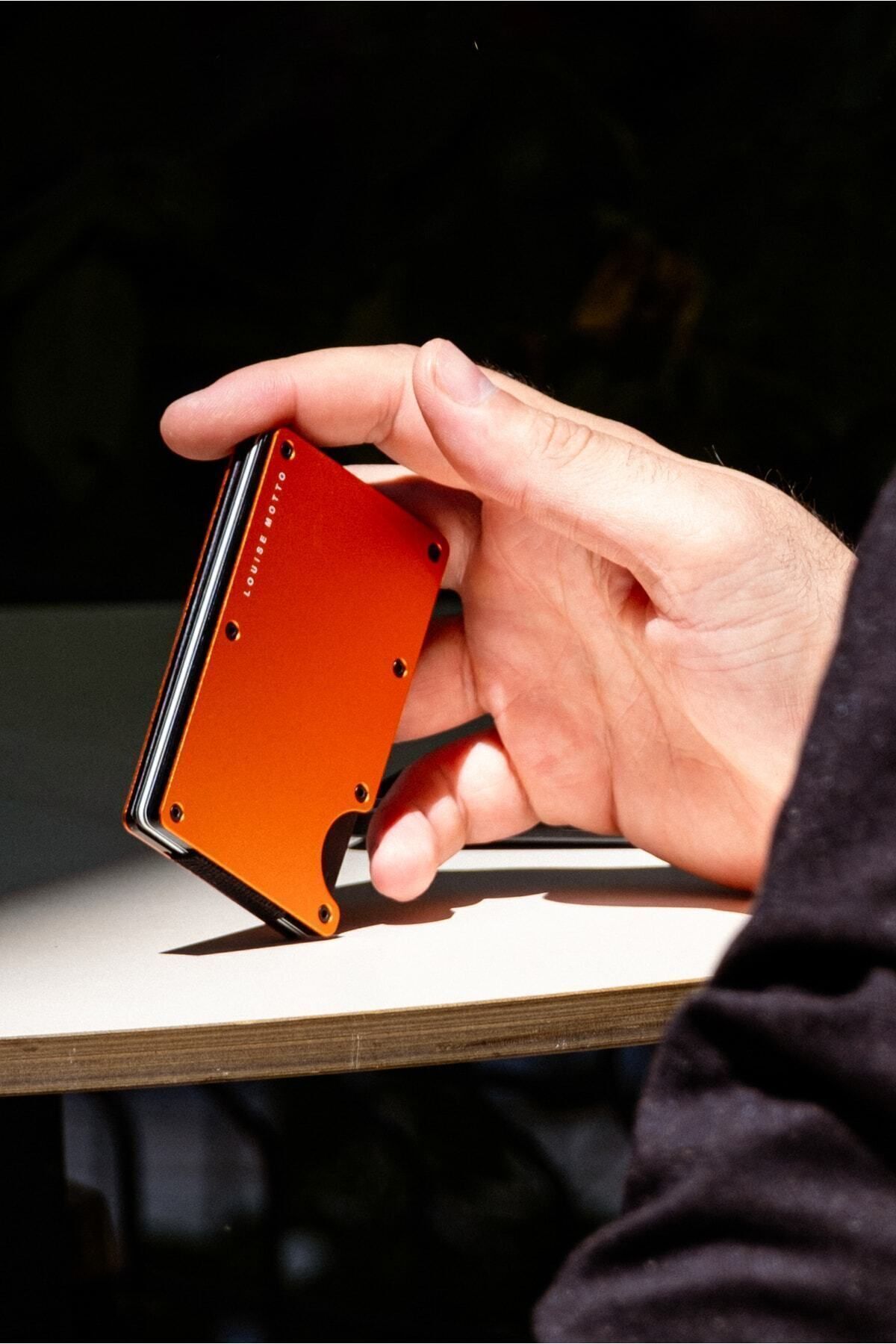 Cardx - Burano Clips - نسل جدید کیف پول و نگهدارنده کارت فلزی مینیمالیستی - محافظ RFID - Unisex (نارنجی)