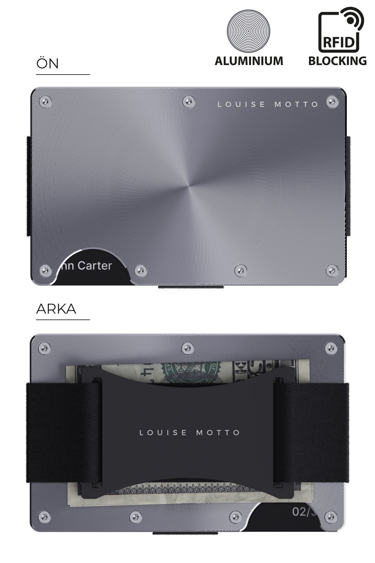 Cardx - Shine Strap - کیف پول مینیمالیستی نسل جدید، نگهدارنده کارت - Rfid Blocking، زنان و مردان (نقره ای)