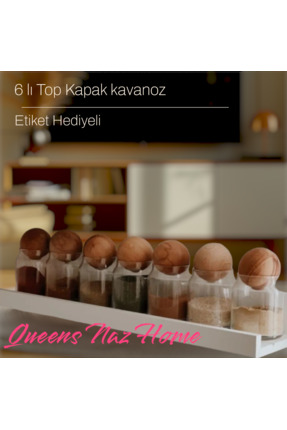 6 Adet Bambu Kapaklı 300 ml Cam Kavanoz Etiket Hediyeli Baharatlik Seti Image 0