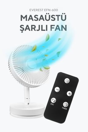 Efn-600 Masaüstü Taşınabilir Şarjlı Beyaz 2000mah Usb Fan Image 0