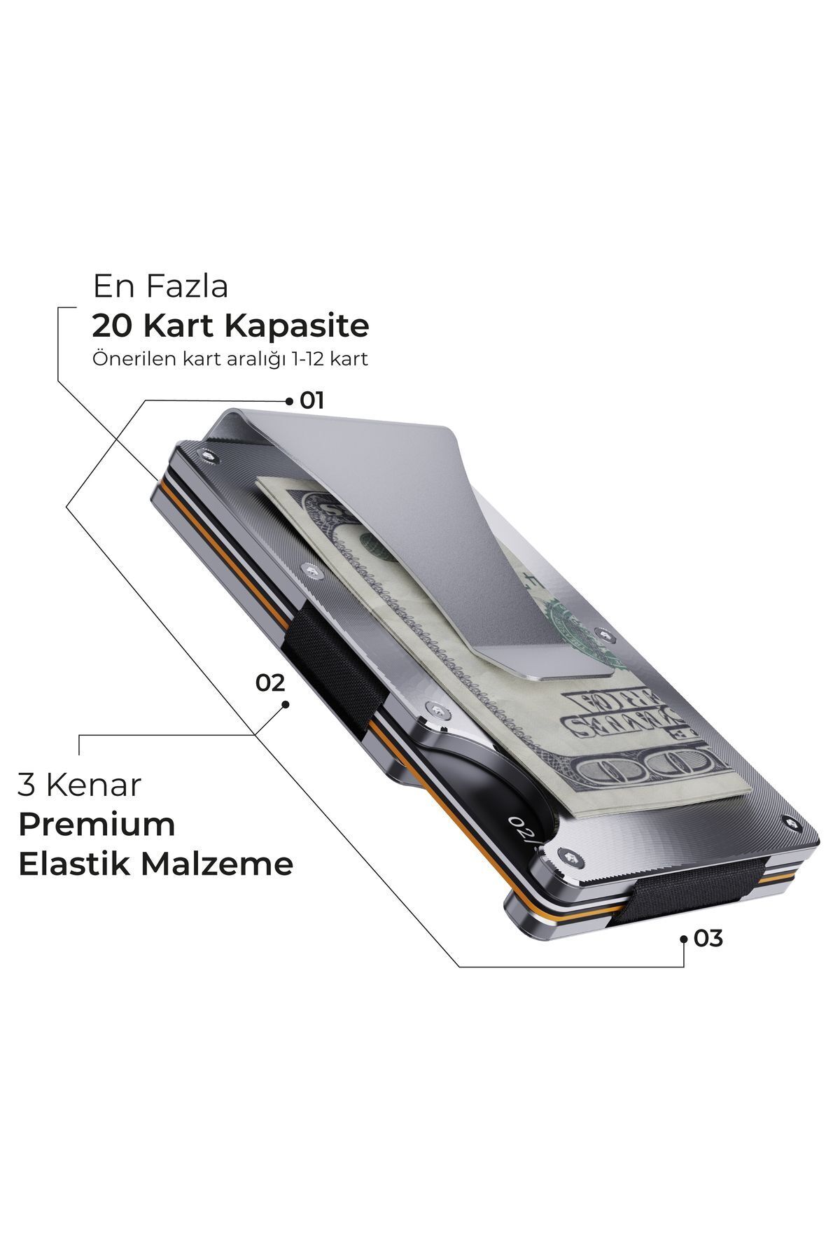 Cardx - Shine Clips - نسل جدید کیف پول مینیمالیست، نگهدارنده کارت - Rfid Blocking، زنان و مردان (نقره ای)