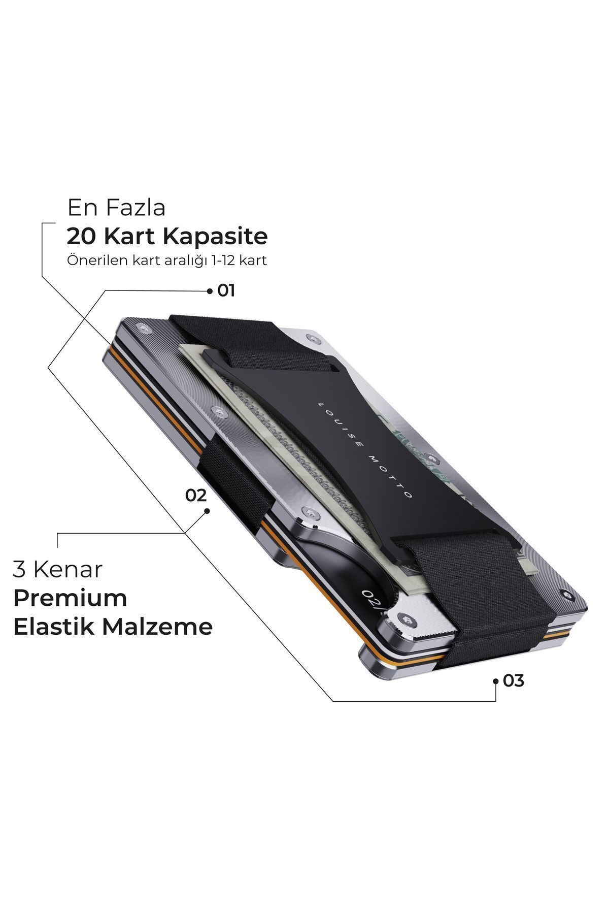 Cardx - Shine Strap - کیف پول مینیمالیستی نسل جدید، نگهدارنده کارت - Rfid Blocking، زنان و مردان (نقره ای)