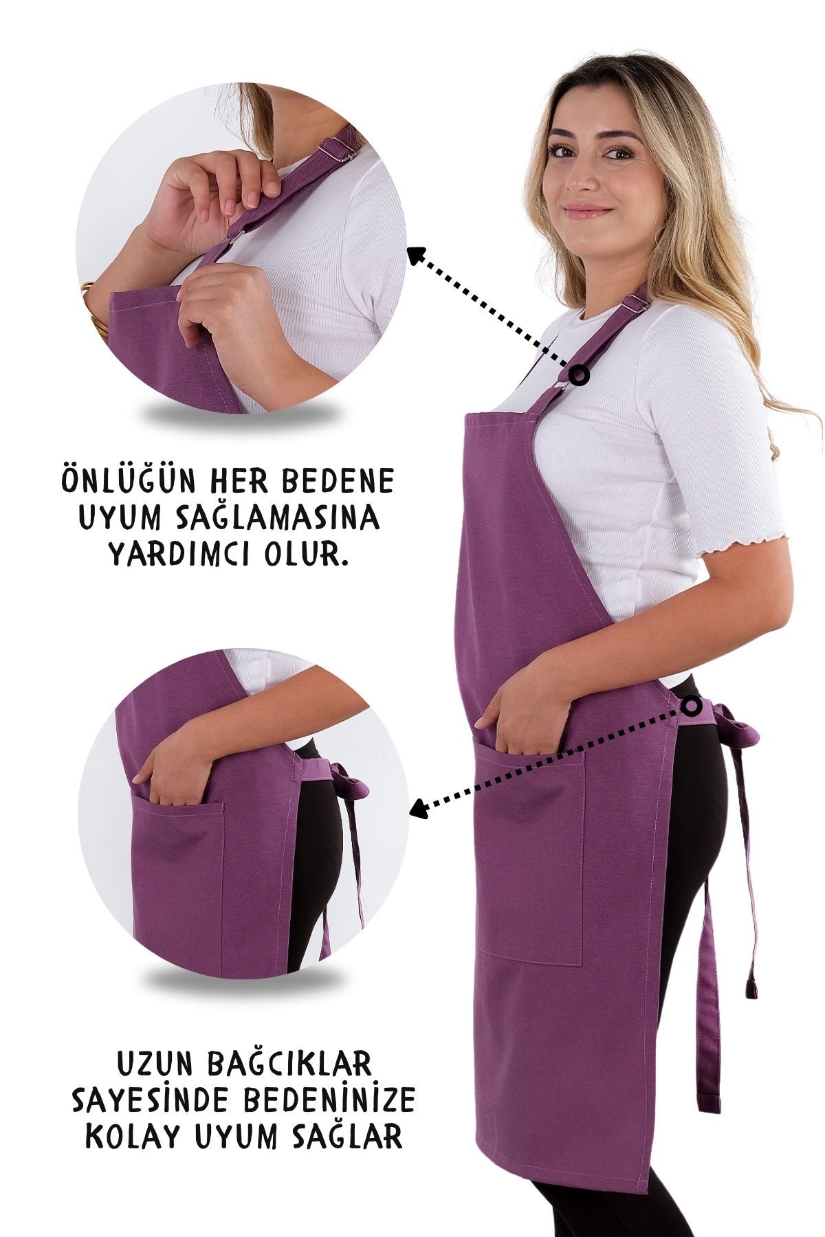 ست ساده ست پیش بند آشپزخانه 3 تایی با آویز قابل تنظیم (دستکش، دسته)