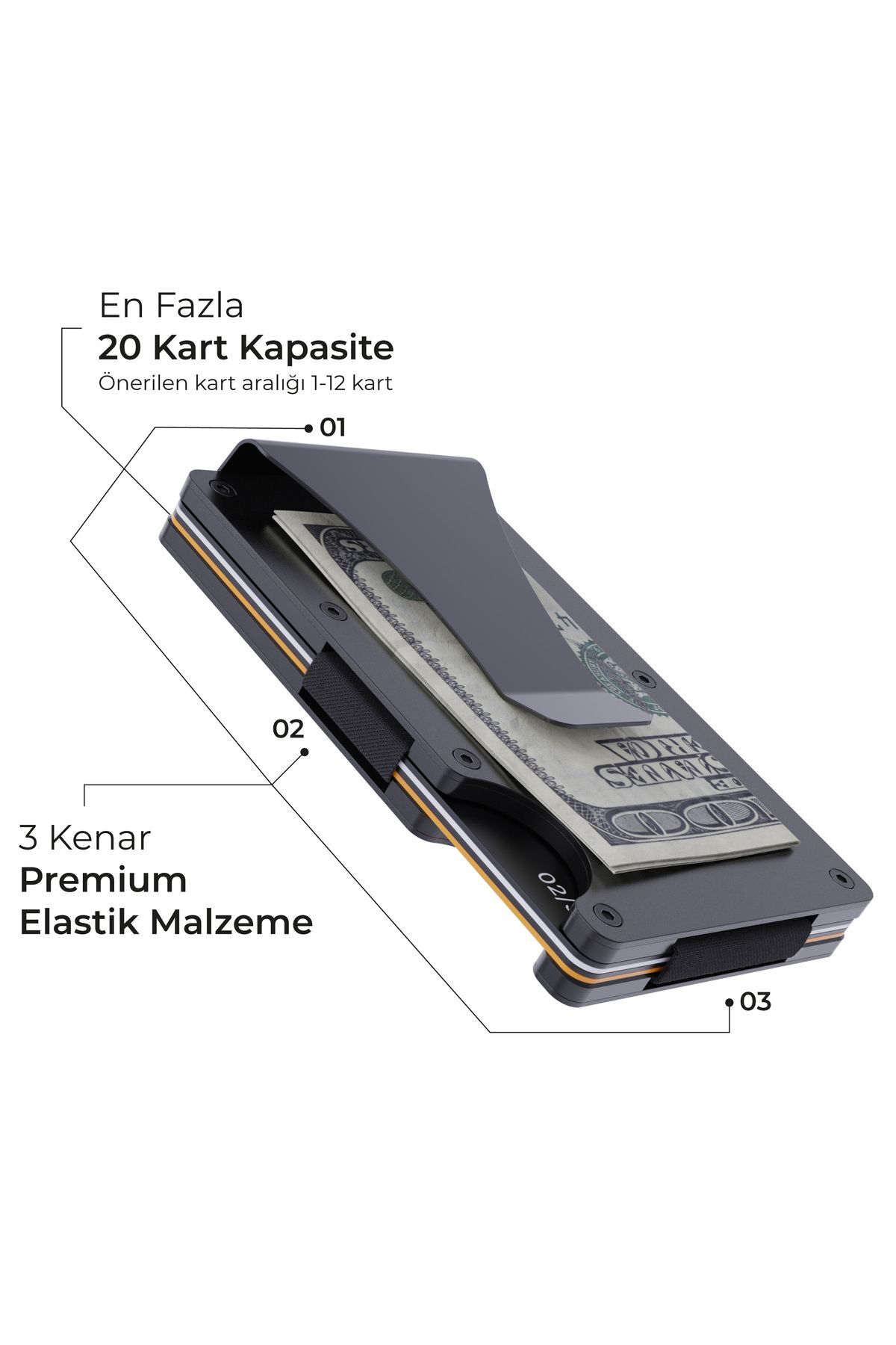 دارنده کارت فلزی و کیف پول مینیمال نسل جدید - مسدود کننده RFID، گیره پول، زنان و مردان (سیاه)