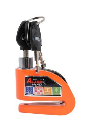 606mva 6 Mm Renkli Alarmlı Motosiklet Disk Kilidi Turuncu Image 1