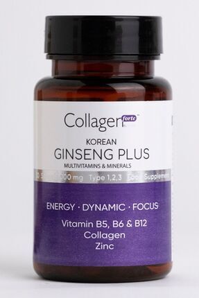 Kırmızı Kore Ginseng Plus, Hidrolize Kolajen, Vitamin B5, B6, B12,çinko, Softgel 1000mg Image 0
