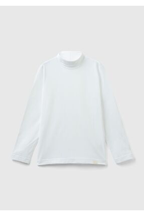 Erkek Çocuk Beyaz Balıkçı Yaka Basic T-Shirt Image 0