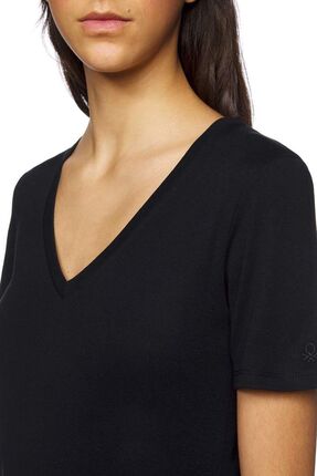 Kadın V yaka Basic tshirt 312013GA2E4230-100 Image 3
