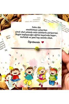 (12 Ad.) Okula, Sınıfına Hoşgeldin, Karne, Mezuniyet Hediyesi Şans Bilekliği Gülen Yüz Figürlü Image 0