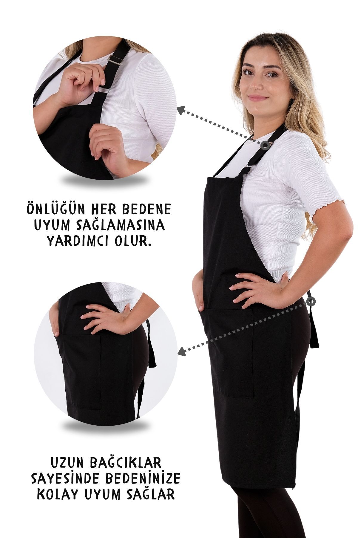 ست ساده ست پیش بند آشپزخانه 3 تایی با آویز قابل تنظیم (دستکش، دسته)