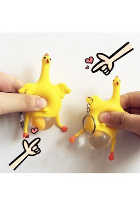 Squishy Yumurtlayan Tavuk Anahtarlık 2 Adet Çanta Ve Cüzdan Süsü Hediyelik Image 0