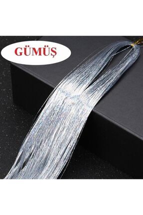Saç Simi Gümüş - Saça Pratik Bağlanan Hair Tinsel 110-120 Cm Uzunluğunda Image 0
