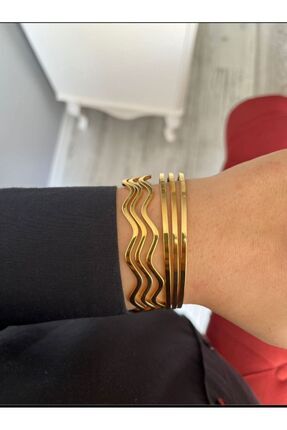 Z&D Accessory 316L Gold Çelik 6'lı Ajda Bilezik Seti Image 0