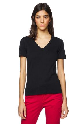 Kadın V yaka Basic tshirt 312013GA2E4230-100 Image 0