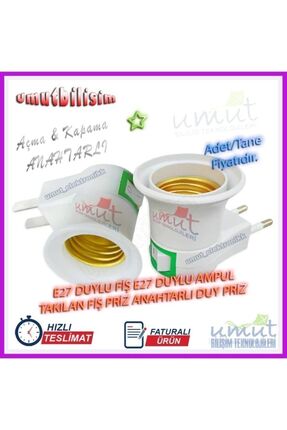 Aç/kapa E27 Duylu Fiş Duylu Ampul Takılabilen Fiş Priz Anahtarlı Duy Priz Gece Lambası Tak Çalıştır Image 4