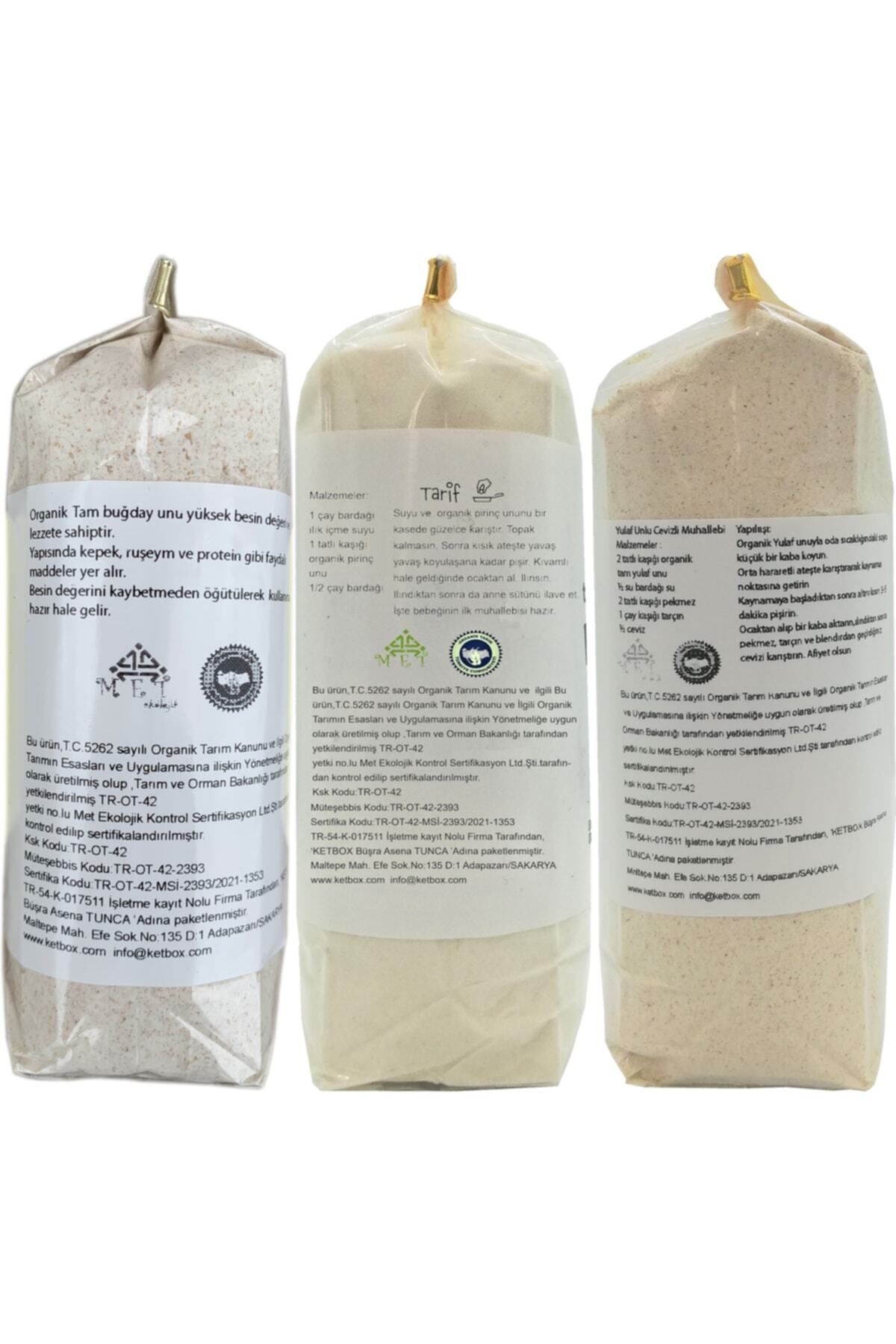 مجموعه آرد مکمل ارگانیک کودک - آرد سبوس دار، آرد برنج کامل، آرد جو دوسر کامل