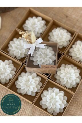 20 Adet Kraft Kutulu Süslemeli Lotus Mum, Nişan, Söz, Kına, Nikah, Doğum, Sünnet, Düğün Hediyelik Image 0