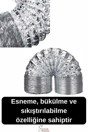 Alüminyum Kopmaz Yırtılmaz Ankastre Baca Aspiratör Davlumbaz Şofben Havalandırma Borusu 2 mt 127 mm Image 2