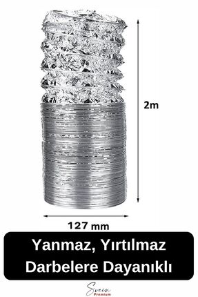 Alüminyum Kopmaz Yırtılmaz Ankastre Baca Aspiratör Davlumbaz Şofben Havalandırma Borusu 2 mt 127 mm Image 1