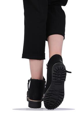 Mp 242-2337Zn Siyah Kadın Kışlık Düz Bot Ayakkabı Image 2