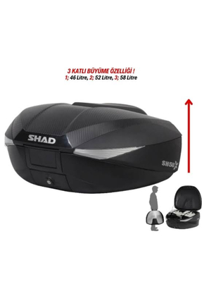 MOTO TEZ SHAD SH-58X 3 KADEMELİ MOTOSİKLET ÇANTASI TOPCASE Image 0