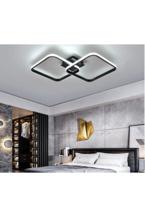 Kare Hol,antre,yatak Odası,çocuk Odası Için Modern Led Avize Siyah Kasa Beyaz Işık Image 0