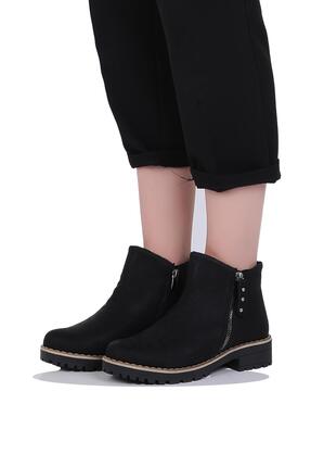 Mp 242-2337Zn Siyah Kadın Kışlık Düz Bot Ayakkabı Image 1