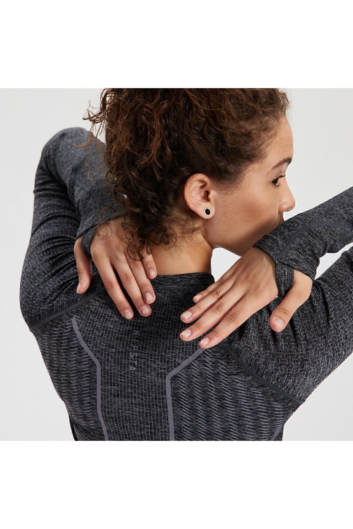 پیراهن آستین بلند کیپسا فوتبال حرارتی بزرگسالان - خاکستری خالدار - Keepdry 500