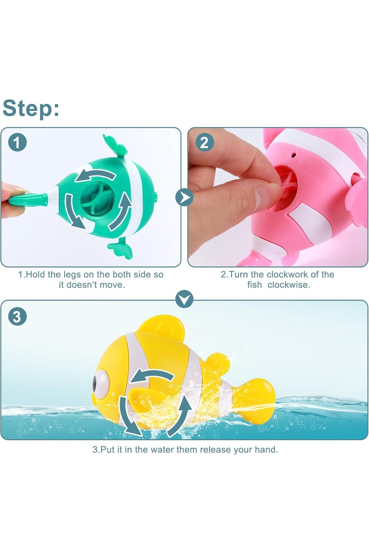 3 عدد اسباب بازی حمام کودکان دلقک ماهی ناز اسباب بازی های شناور پشتیبانی از توسعه دست و چشم