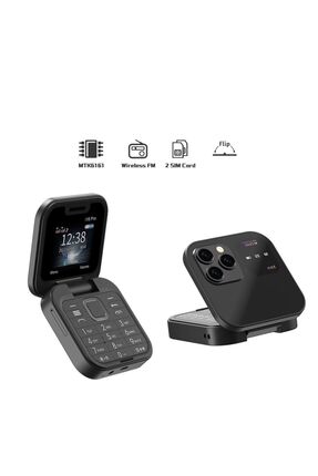 Flip Model Kapaklı Tuşlu Telefon(LÜTFEN ÜRÜN VİDEOSU VE AÇIKLAMASINI IZLEYİP OKUYUNUZ) Image 0