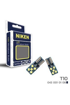 Nıken T10 5w5 Tavan/park/plaka 10 Ledli 12v Ampul Beyaz Canbus Mevcut Image 0