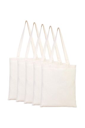 Unisex Ekru Ham Bez Çanta 35x40cm 5'li Punch için uygun değildir Baskıya ve boyamaya uygundur. Image 0