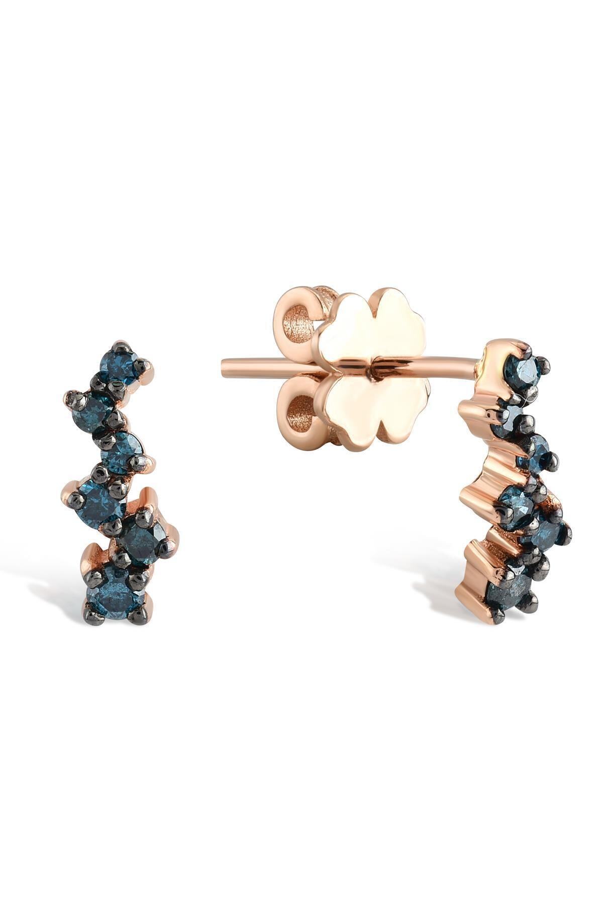 Piano Jewellery 14 Ayar Altın Cabaret Dia Queen Mavi Pırlanta Küpe