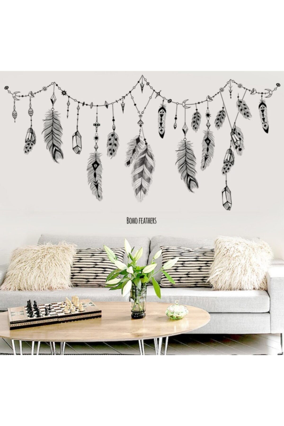 CRYSTAL KIDS Bohem Kuş Tüyleri Modern Ev Dekorasyonu Duvar Dekoru Duvar Sticker