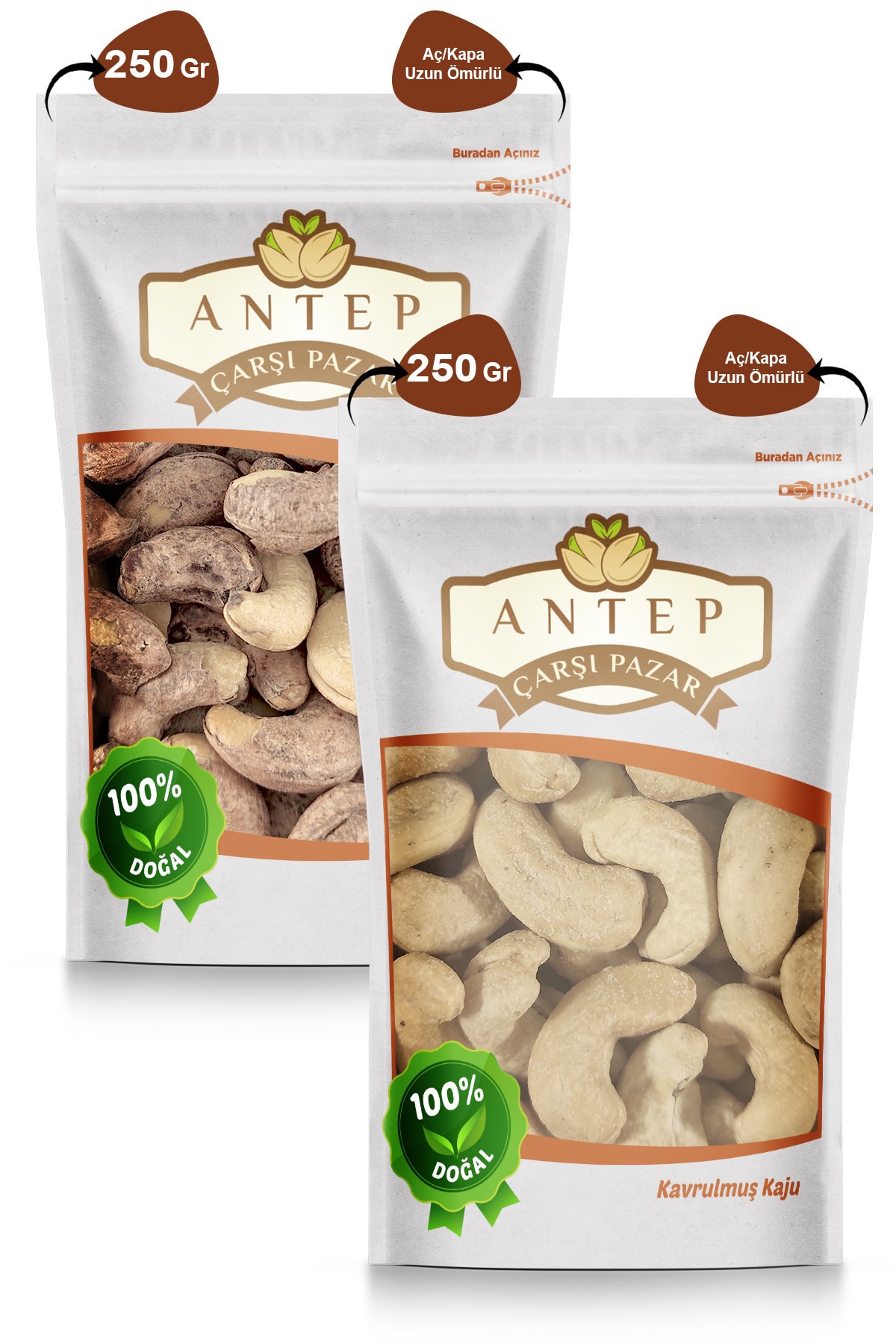 Antep Çarşı Pazar Kavrulmuş Jumbo Kaju 250 Gr. | Kabuklu Kaju 250 Gr.