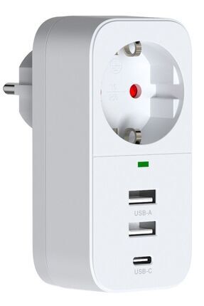 Akım Korumalı Akıllı Priz 2 USB Girişi + 1 TYPE-C Girişli Priz Image 0