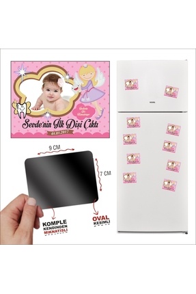 Kız Bebek İçin İlk Dişim Çıktı Temalı Magnet 10 Adet Image 0